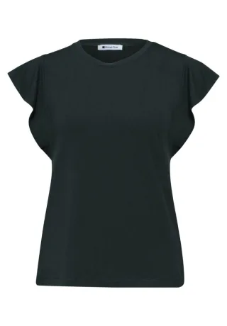 Street One - Shirt mit Rundhals und Volantärmeln grün - Gr. - 38