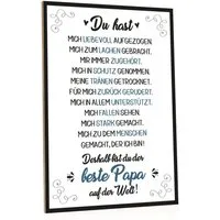 GRAVURZEILE Holzbild mit Spruch - Bester Papa der Welt - Kunstdruck, (1 St), Wandbild im Vintage-Look für Papa zum Vatertag
