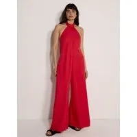Apricot Jumpsuit Neckholder-Jumpsuit mit weitem Bein