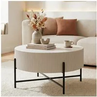 IDIMEX Couchtisch LOHA, Beistelltisch 80 cm mit geriffeltem Design Kaschmir/Beige