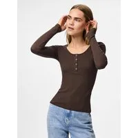 pieces Langarmshirt PCKITTE LS TOP NOOS BC Baumwollmischung, slim fit