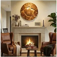 LebensWohnArt Dekoobjekt Wand-Deko aus Teakholz BAGIAN rund 60 cm Unikat Wandbild