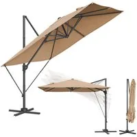 SONGMICS Sonnenschirm, LxB: 270,00x270,00 cm, Ampelschirm, UPF 50+, um 360° drehbar, mit Kurbel, Kreuzfuß