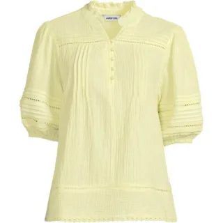 Musselin-Bluse mit Leiterborte, Damen,  Gelb, Baumwolle, by Lands' End