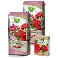 Pro Natur Pflanzerde Pro Natur Rosenerde torffrei 2x18,0 l & Rosendünger 1,0 kg (36 Liter)