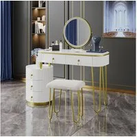 Vicco Schminktisch Charlène, Weiß, 100 cm mit LED-Spiegel (2-St)