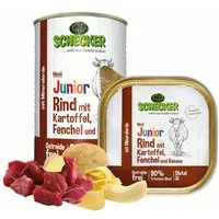 Schecker Hundemenü Junior Rind mit Kartoffel, Fenchel & Banane Rind, Nassfutter für: Hunde, mit Mineralerde, Distel-Öl