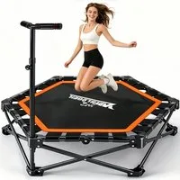 Nettlife Fitnesstrampolin Klappbar Mini Trampolin Höhenverstellbarem Griff Tragkraft 150 kg, Ø 86.5 cm, Indoor Trampolin für Erwachsene & Kinder Sportgeräte für Zuhause