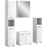 welltime Badezimmer-Set, (Set, 4-St., Hochschrank, WBU, Spiegelschrank, Standschrank hoch), Bad-Kombination, Bad-Möbel, Badezimmer, Kombination, Kombi