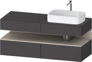 Duravit Qatego Konsolenwaschtischunterbau wandhängend Graphit Matt 1400x550x600 mm - QA4766091490010 QA4766091490010
