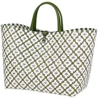 Handed By Einkaufskorb Handed By Shopper Motif Bag Olive With White Pattern
