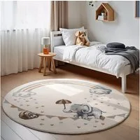 Villeroy & Boch Kinderteppich Walk like an Elephant Rainbow Teppich, rund, Höhe: 9 mm, Spielteppich weich, Kinderzimmer, Boho Kids Spielunterlage, Tieremotiv