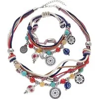 LASCANA Schmuckset Bettlerarmband und Halsketten Set, Mit vielen kleinen Anhängern