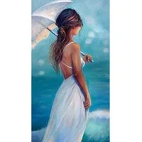 Rötting Design Malen nach Zahlen Diamond Painting Set 5D DIY Motiv Frau mit Sonnenschirm (Komplett-Set, runde Steine), Diamond Painting Vollbild, Lieferung enthält alle Utensilien
