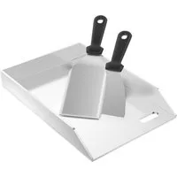 FIVMEN Grillplatte Edelstahl Grill Platte Set BBQ Plancha Gasgrills Universal Grillschale, für Gleichmäßige Hitzeverteilung Inbegriffen Grillspachtel