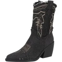 Ital-Design Damen Cowboyboots Freizeit Westernstiefelette (88843763) Blockabsatz Stiefeletten in Schwarz