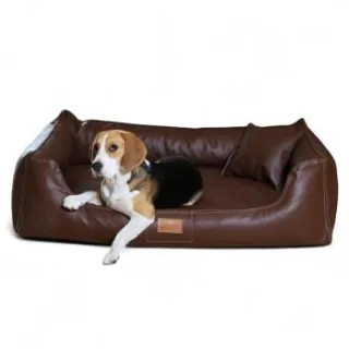 Tierlando ® Orthopädisches Hundebett Maddox Kunstleder Hundesofa Mittelgroß Große Hunde Hundesofa XL XXL braun 1,5 m, 25 cm, 1 m