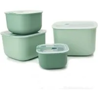 Arendo Frischhaltedose mit Deckel, 4er Set, Vorratsdosen, Lunchboxen, auslaufsicher, Polypropylen (PP), (Set, 4-tlg., 4 Größen), Mikrowellen, Gefrier & spülmaschinengeeignet, lebensmittelecht