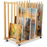 COSTWAY Regal, Leinwand Aufbewahrungsregal Bambus Trockengestell mit Rollen