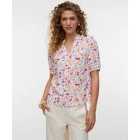 Vero Moda Kurzarmbluse VMEASY JOY 2/4 V-NECK FRILL TOP WVN Viskose, normal geschnitten