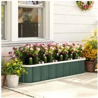 Outsunny Hochbeet mit Klickverschlüssen, Gefaltete Kante (Gartenbeet, 1 St., Pflanzbeet), 136 x 52 x 31 cm für Garten Balkon, Blumen, Pflanzen