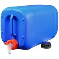 Plasteo Kanister 25 L Getränke- Wasserkanister mit 1 Hahn und 1 Schraubdeckel (DIN 61) (Sparset, Kanister und Auslaufhahn), Lebensmittelecht, für Gefahrgüter zugelassen (UN-Zulassung)
