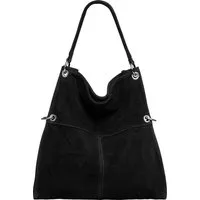 Caspar Schultertasche Große Vintage Damen Leder Handtasche - PREMIUM LINE - Modell No.805, samtig weich, angenehmer Tragekomfort - 100% Wildleder - Made in Italy