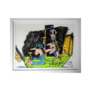 Udo Lindenberg Original Likörell 2013 "Panik - Piraten" ca. 80 x 65...