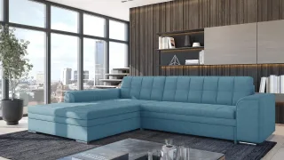 Ecksofa Schlafsofa Sofa LUSAKA in Stoff Lincoln Sky Ottomane Links