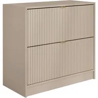 MIRJAN24 Schuhschrank Tireno 2K (mit zwei Klappen) Aluminiumgriffe in der Farbe Gold, 80x40x75 cm
