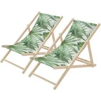 ECD Germany Gartenliege Holz Liegestuhl Beachstuhl klappbarer Strandstuhl Strandliege Liege, 2 St., 2er Set Sonnenliege mit 3-Fach verstellbarer Rückenlehne Relaxliege