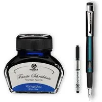 DIPLOMAT Füllhalter Diplomat Magnum John Doe mit Schreibtinte Tintenkonverter Stärke M, (Spar-Set mit Tintenkonverter und Schreibtinte Königsblau von Octopus Fluids), MADE IN GERMANY