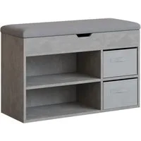 Mondeer Schuhbank Schuhhocker (80 x 48 x 30 cm), Holzschuhablage mit Stoffschublade und aufklappbarem Sitzfläche