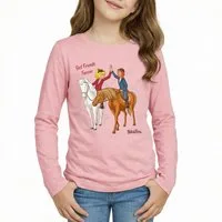 Bibi & Tina Langarmshirt Langarmshirt Mädchen rosa mit Pferdemotiv Baumwolle mit Glitzer-Sternen