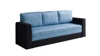 Sofa Schlafsofa LABRI 3-Sitzer Schwarz/ Hellblau
