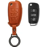 kwmobile Schlüsseltasche Hülle für Audi 3-Tasten Klappschlüssel (1-tlg), Premium Leder Autoschlüssel Schlüssel Tasche