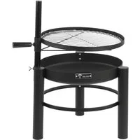 BBQ-Toro Holzkohlegrill Feuerschale mit Grillrost Ø 50 cm, Höhenverstellbarer Grillrost, Seitlich ausschwenkbares Grillrost