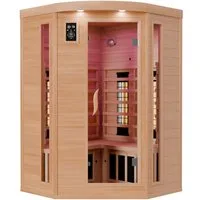 Dewello Infrarotkabine LAKEFIELD 3 120 Wärmekabine, bis zu 2 Personen, 5 Vollspektrumstrahler, BxTxH: 120 x 120 x 190 cm, (Farblichttherapie, Ionisator mit Ozondesinfektion und Aromatherapie, Multimedia und zusätzlich USB-Anschluss & Bluetooth möglic