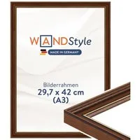 WANDStyle Bilderrahmen H182, DIN A3 Bilderrahmen 30x42 Holz, Vintage Bilderrahmen A3 Braun 30x42