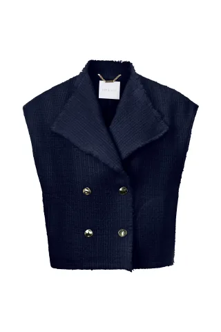 Rich & Royal - Boucle waistcoat oversized midnight blue - Gr. - 36
