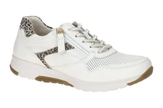 Gabor 86.978.25 ROLLINGSOFT Damen Sneaker Wei? Leo-Muster Trendig & Bequem