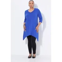 Ulla Popken Longshirt Longshirt Zipfelsaum A-Linie V-Ausschnitt 3/4-Arm