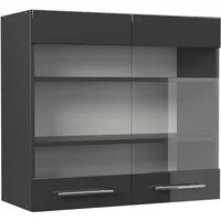 Vicco Glashängeschrank Fame-Line, Anthrazit Hochglanz/Anthrazit, 80 cm (1-St)