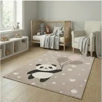 Jimri Kinderteppich Happy Friends Teppich für Kinderzimmer, Kinderteppich Bär Hase Panda, Läufer