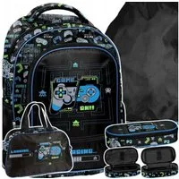 PASO Schulrucksack Paso Schulrucksack Set Pad für Jungen 4-teilig Gaming Rucksack (1-tlg)