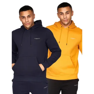 Crosshatch - "Traymax" Kapuzenpullover für Herren(2er-Pack) (Marineblau/Senf)