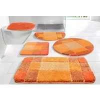 OTTO home Badematte Pia, Badvorleger, Badezimmer Teppich, Höhe 20 mm, rutschhemmend beschichtet, schnell trocknend, strapazierfähig, fußbodenheizungsgeeignet, Polyester, rechteckig, Badteppich, karierte Badematten, rechteckig, rund & als 3-tlg. Set