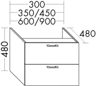 Burgbad Unterschrank Sys30 PG3 Diago 480x900x480 Trend- oder RAL-Farbe Matt, WUGT090F5347 WUGT090F5347