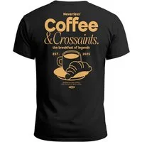 Neverless Print-Shirt Herren T-Shirt Backprint Grafikshirt Rückendruck Coffee Croissant mit Print