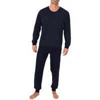 Normann Pyjama Normann Herren Schlafanzug lang mit Bündchen in Minimal Print Optik